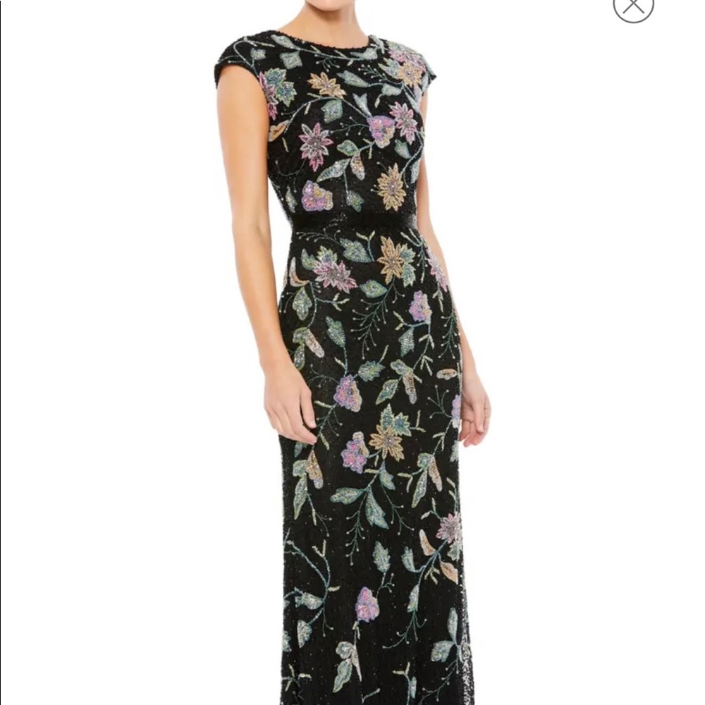 Mac Duggal floral beaded evening gown